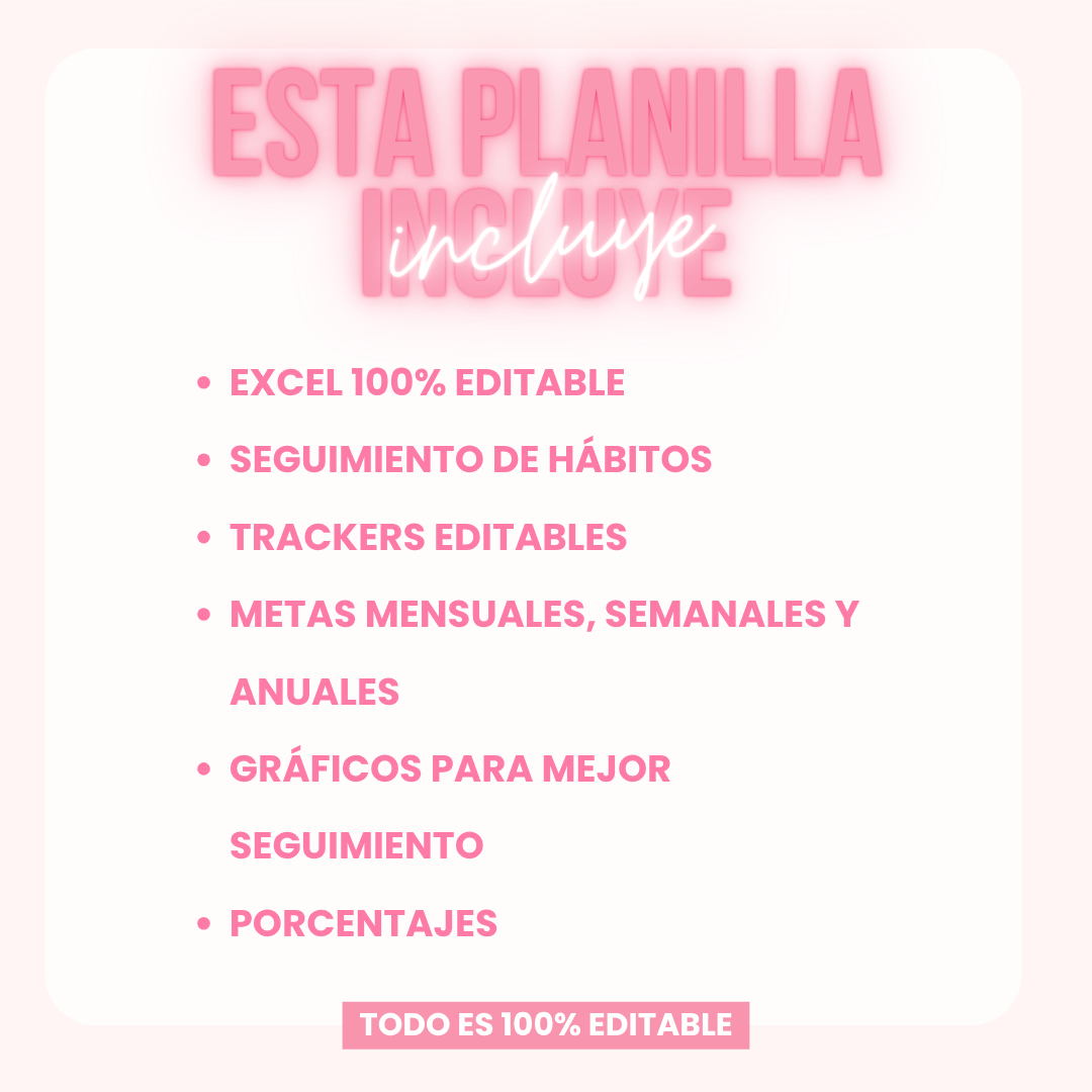 Tracker de Hábitos Editable en Excel