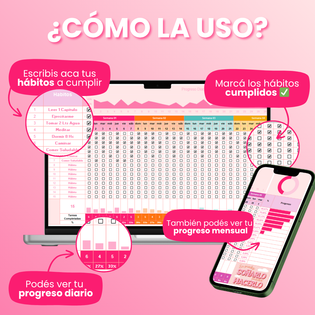 Tracker de Hábitos Editable en Excel