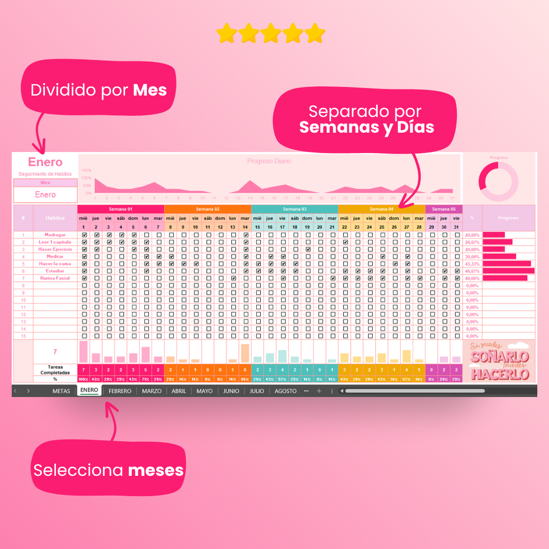 Tracker de Hábitos Editable en Excel